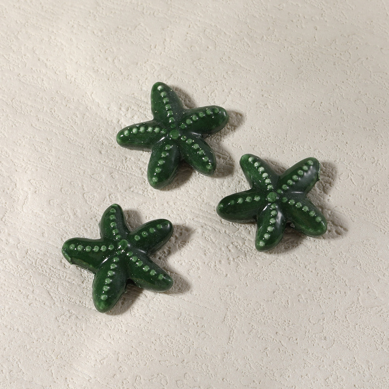 海星陶瓷珠手绘珠穿孔海星散珠 手工diy手链项链挂饰串珠饰品配件|undefined
