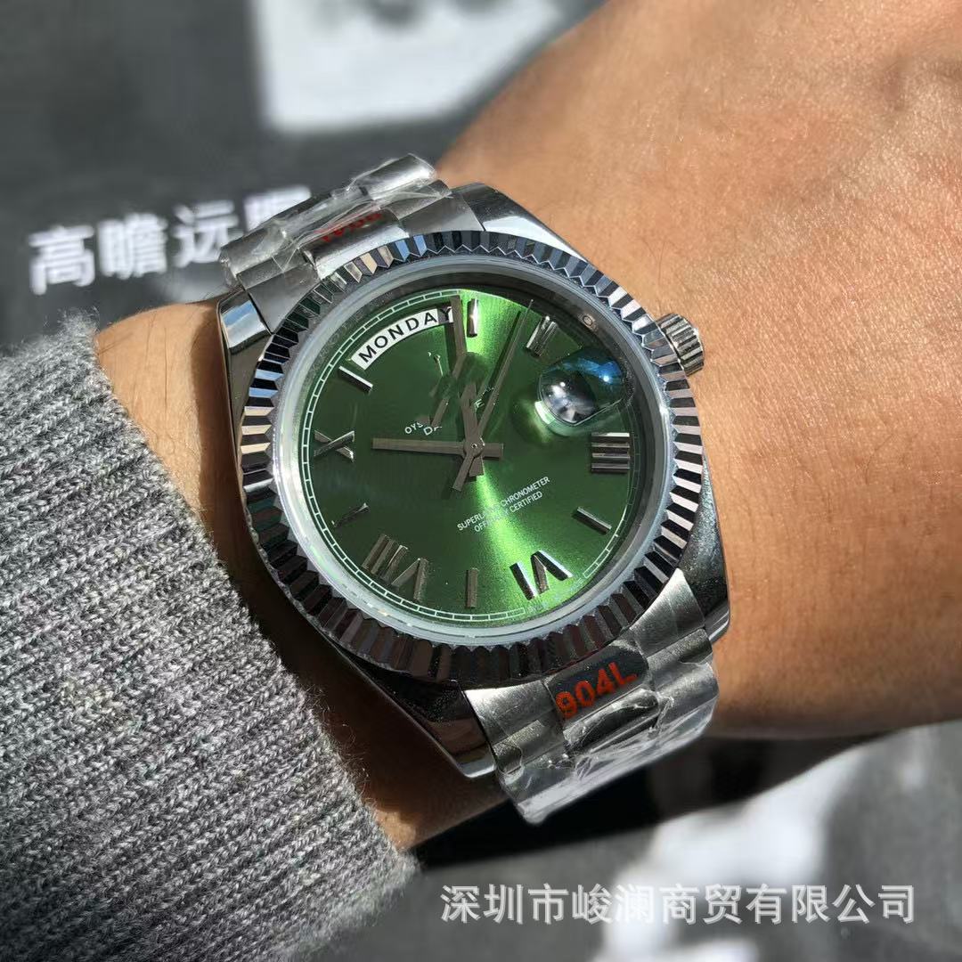 Comercio exterior transfronterizo negro DD diario de domingo mesa de juego verde reloj mecánico automático reloj de hombre reloj calendario doble