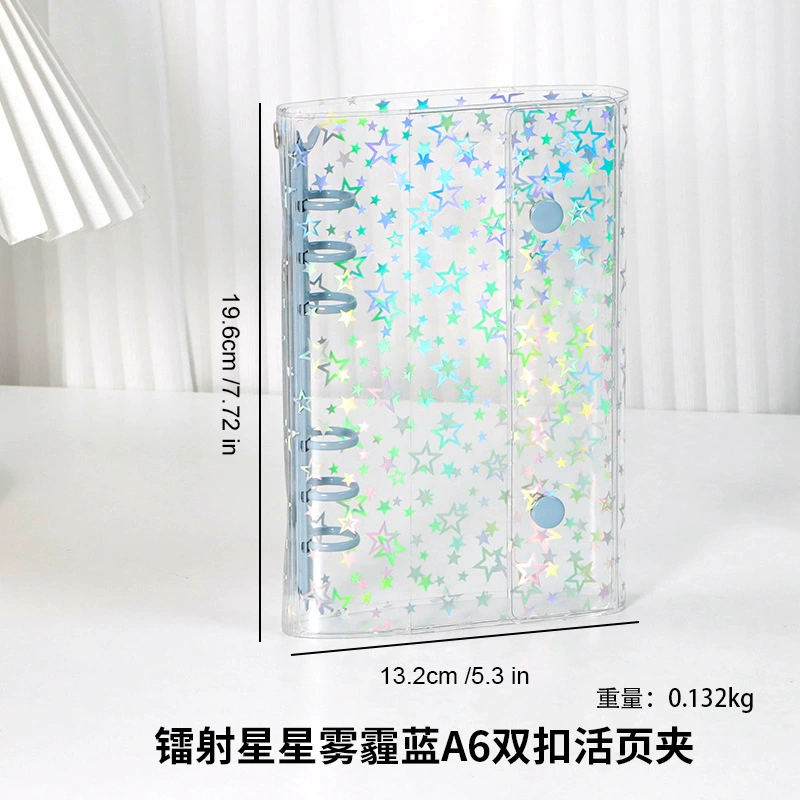 Книжка из ПВХ формата A6/A7/M5 с прозрачной лазерной обложкой, refillable двойная пряжка