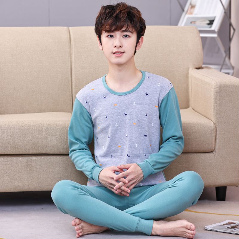 Ropa interior para niños conjunto de algodón puro medio y grande niños ropa de otoño pantalones largos algodón adolescentes niñas suéter de algodón más ropa interior de tamaño