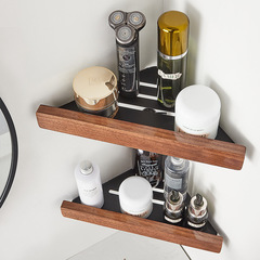 Solid wood bathroom bathroom shelf without punching bathroom tripod corner toilet shelf triangle walnut