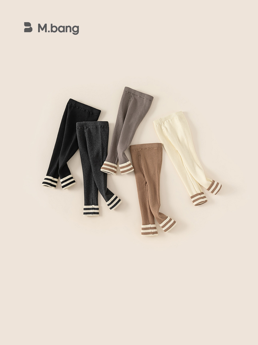 Youbao ropa para niños otoño e invierno nuevos leggings para niños Moda coreana costura pies rayas pantalones de punto para niñas