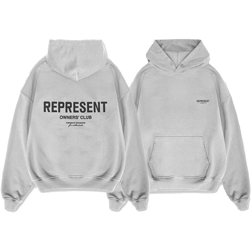 Transfronterizo REPRESENTAR PROPIETARIOS CLUB Terry carta impresión High Street Hombres sueltos suéter con capucha de moda