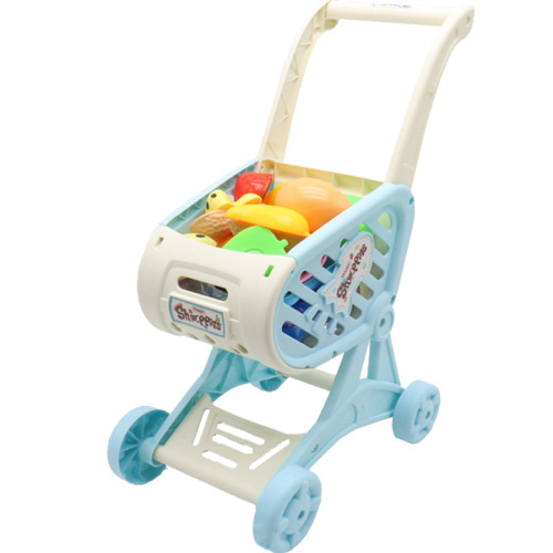 Factory Direct Supply Children's Playhouse Mini Push Cart Shopping Cart Kitchen Toys Fruit Cutting Fun Girl