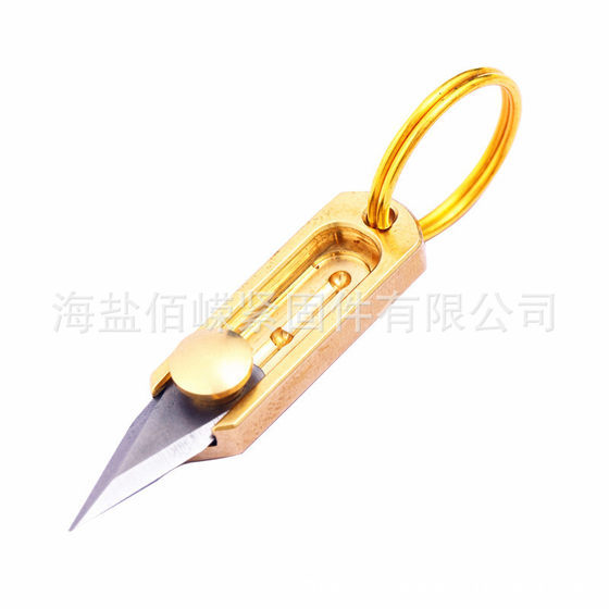 Mini Split Express Knife Push-pull Pocket Knife Multifunctional Portable Keychain Brass Knife
