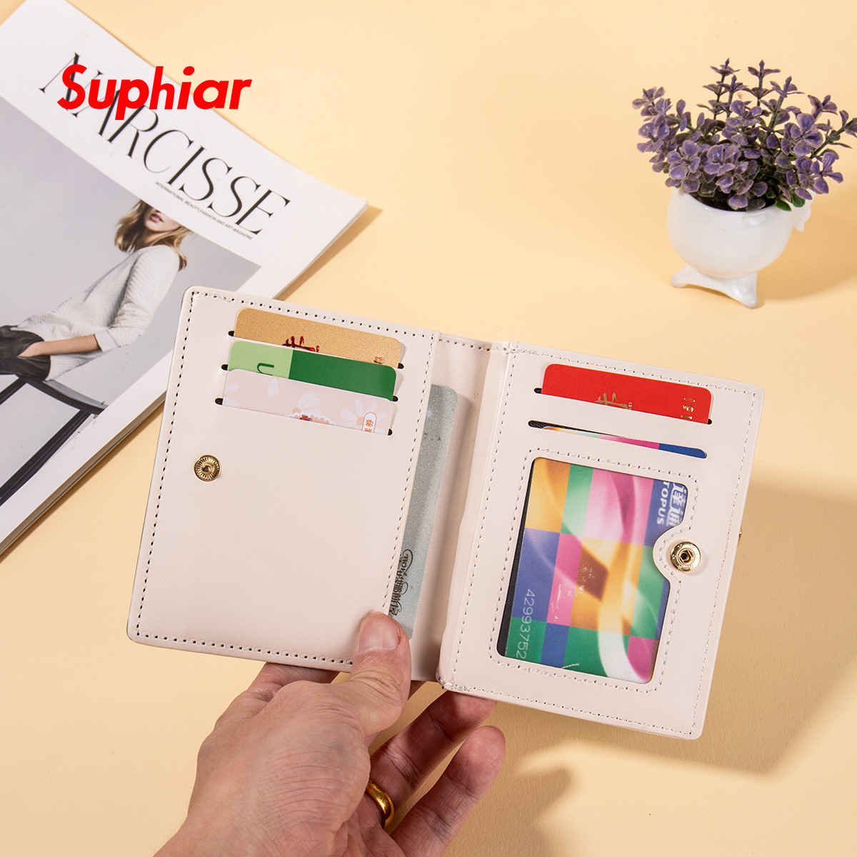 Nuevo Cartera sencilla de estilo coreano para mujer, tarjetero corto de gran capacidad para estudiante, monedero estampado multifuncional ins