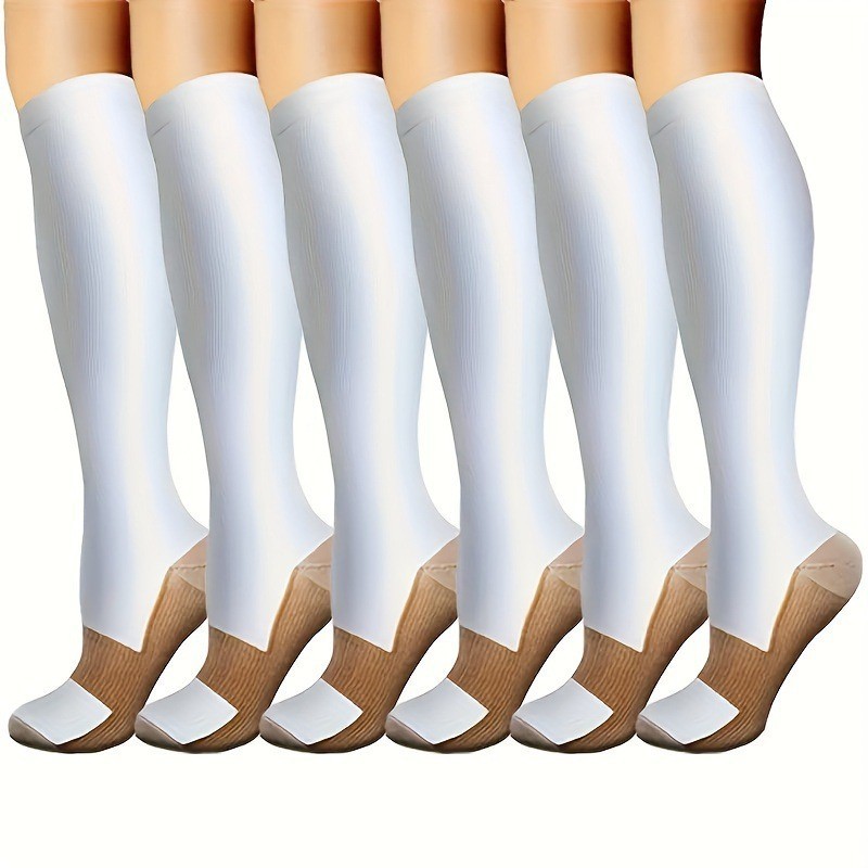 Juego de 6 pares de calcetines deportivos de compresión transfronterizos para fitness, calcetines largos de compresión para pantorrillas para hombres y mujeres, calcetines de compresión elásticos. image 59
