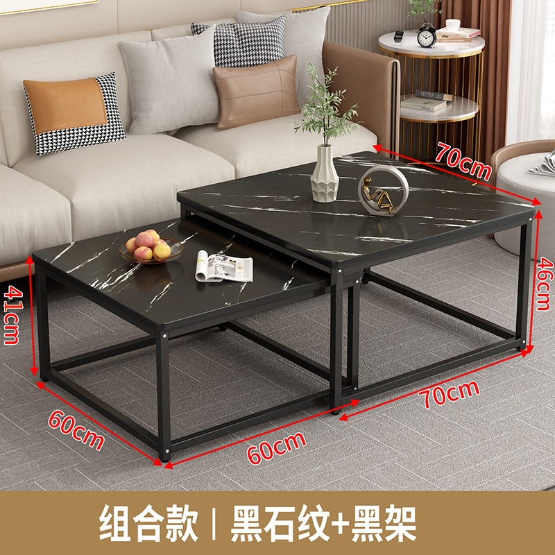 Mesa de café de vidrio nórdico sala de estar creativa red roja redonda traje pequeño apartamento imitación mármol ins mesa de té de hierro