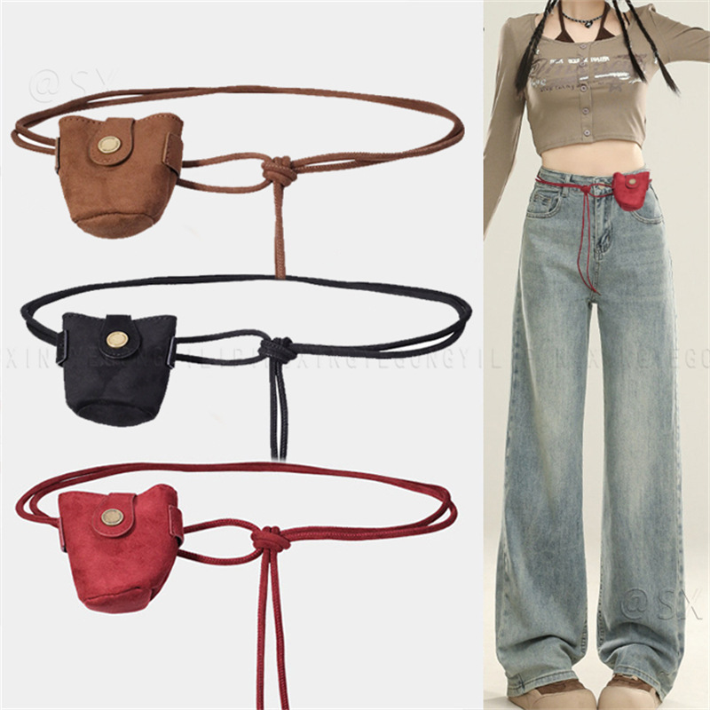 High-end niche suede waist bag, belt decoration, Y2K sweater waist chain accessory, jeans waist rope tie for women High-end niche suede waist bag, belt decoration, Y2K sweater waist chain accessory, jeans waist rope tie for women
