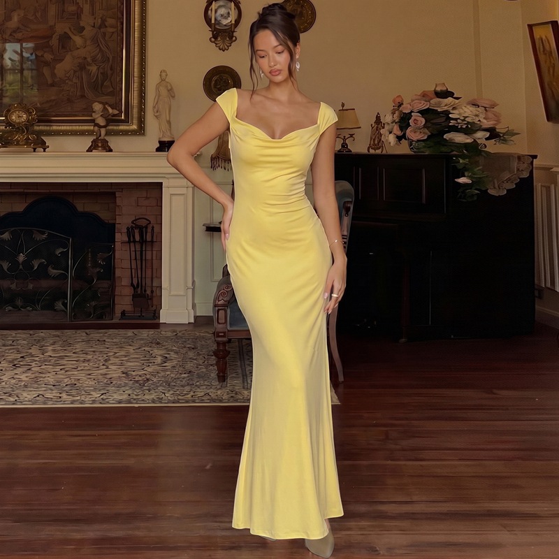 Aliexpress 2026 nuevo verano de moda bajo pecho sin mangas correa sexy vestido largo
