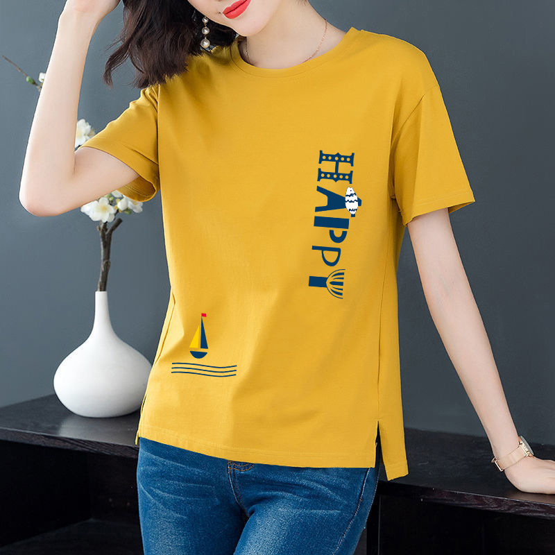 [100 Cotton] Korean Style T-shirt Women's Short Sleeve Cotto..