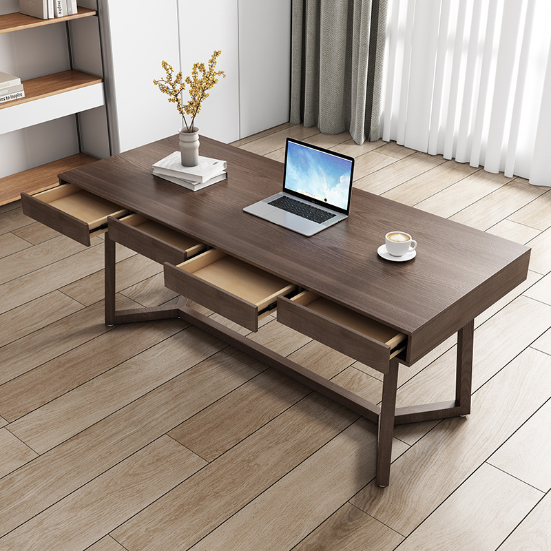 Ash Wood Desk Modern Simple Light Luxury Desk with Drawer Minimalist Italian Study Nordic Solid Wood Long Table