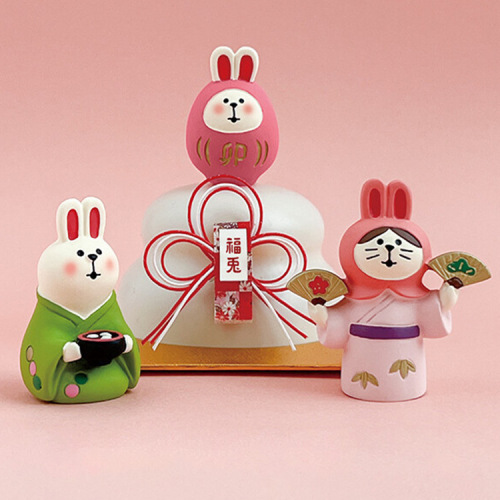 Japanese groceries zakka New Year rabbit home cat resin cute little ornament gift miniature shooting scene