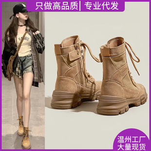 Boots Women's 2025 New Outdoor Hiking and Mountaineering Shoes Travel Desert Boots Summer Thick-Soled Work Short Boots