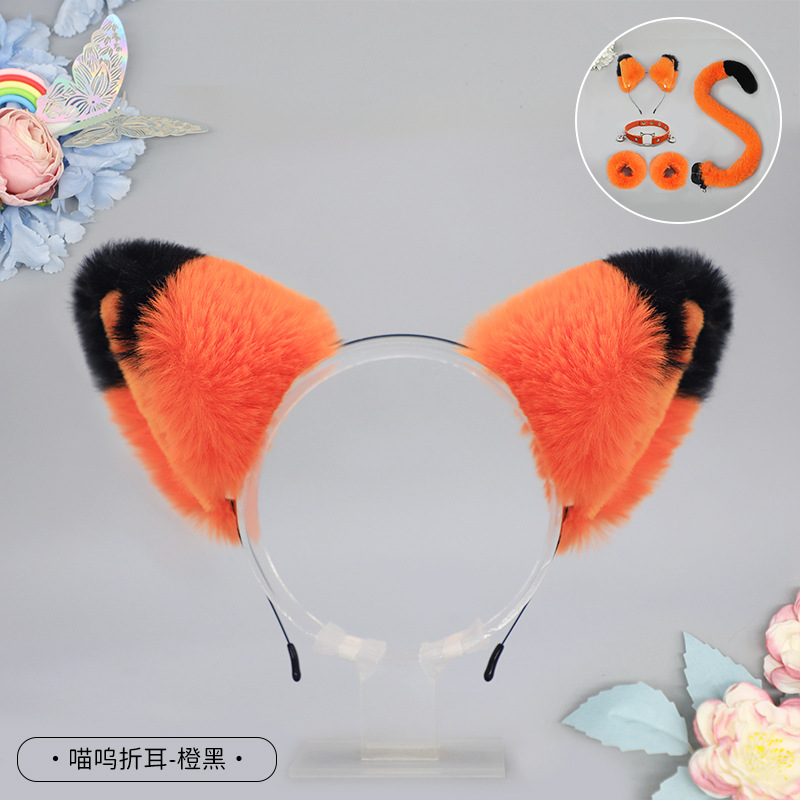 De una sola pieza hecha a mano de peluche Lolita diadema de oreja de gato KC accesorios para el cabello bestia oído tocado Fox oreja horquilla