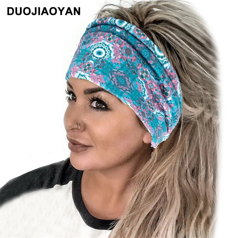 Otoño e Invierno nueva diadema de moda para mujer con estampado bohemio nudo ancho borde elástico pañuelo para la cabeza accesorios para el cabello_voghion.com