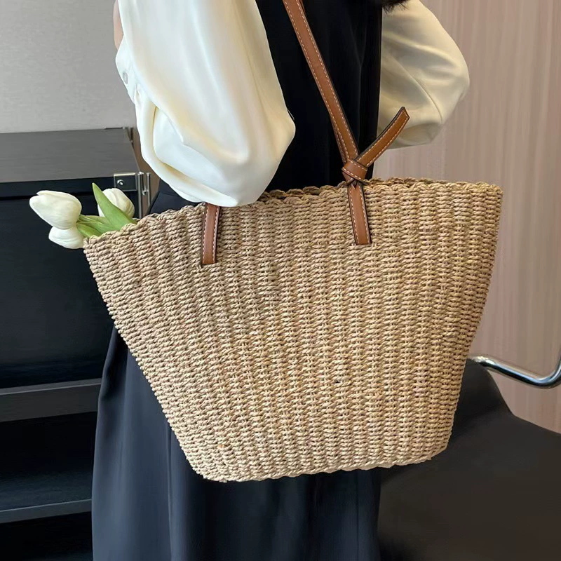 Summer universal straw capacious shoulder bag, basket, one-shoulder bag