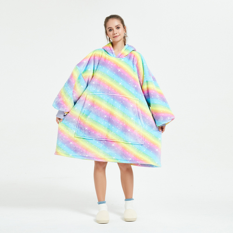 Hooded Lazy Blanket Pullover Cross-border Double-layer TV Lazy Blanket Hooded Pullover Sweater Women's Autumn and Winter Warm Pajamas