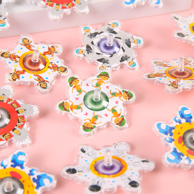 Transparent space ground turn small gyro plastic lace color ground turn students kindergarten small gift toys wholesale