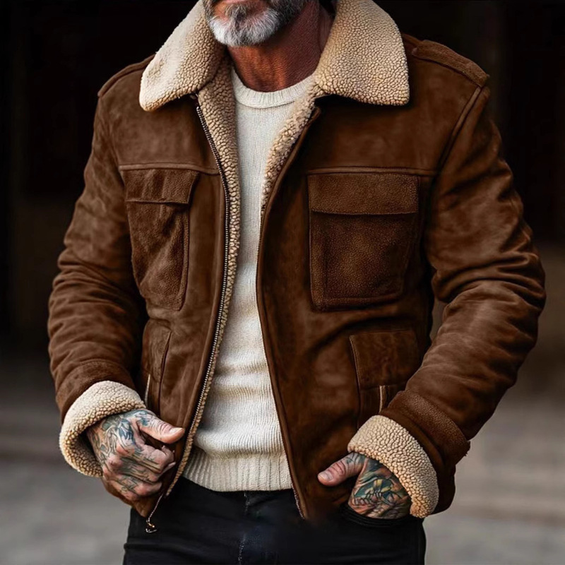 Western Winter Vintage Coat Original Ecological Western Winter Retro Trendy Uncle Men's Jacket