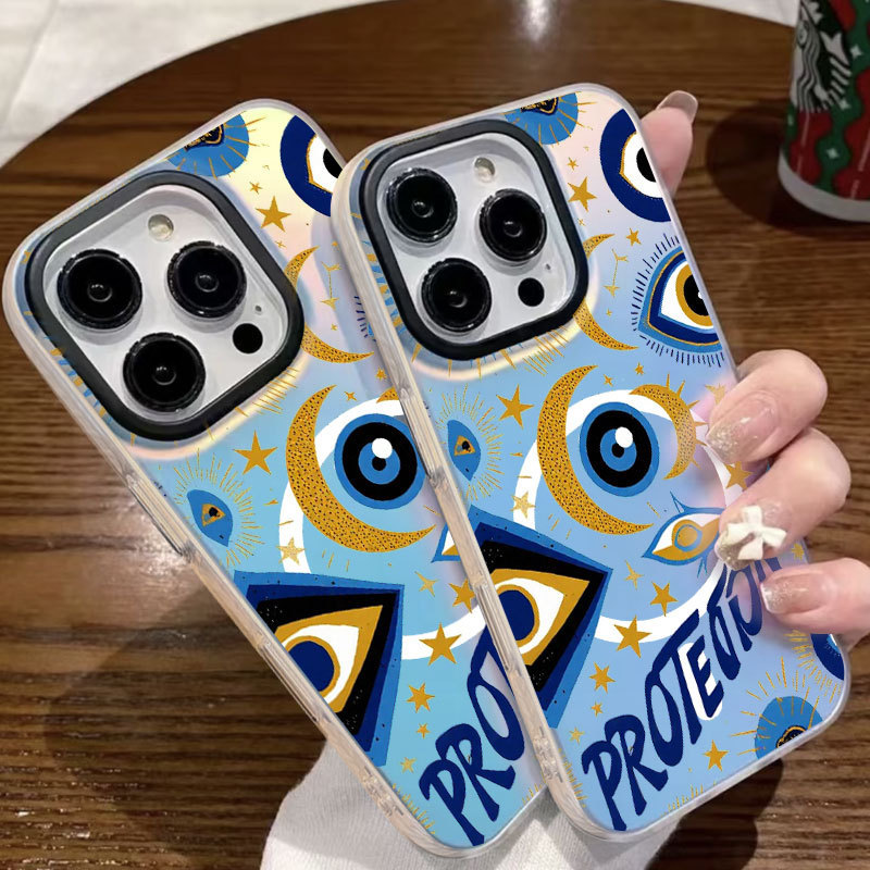 Evil Eye Laser Anti-Fall Magnetic Phone Case for Apple 17 Series 16P European and American Cross-Border Magnetic Phone Case 16Promax