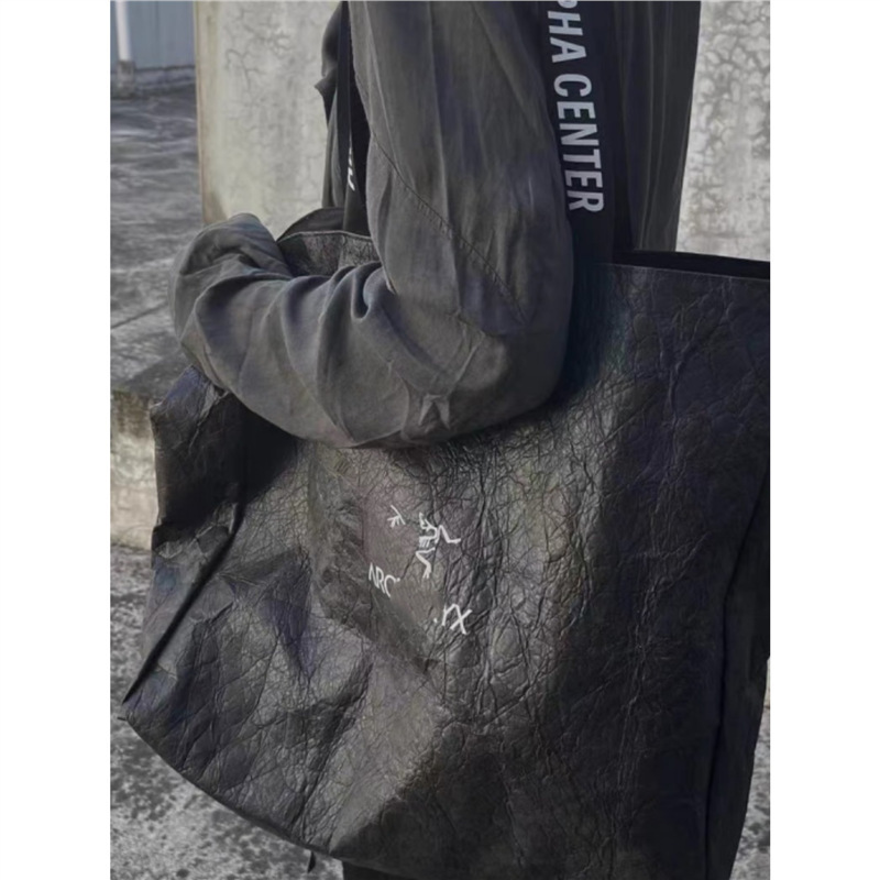 杜邦纸袋定 制印图ARC环保牛皮纸托特购物袋男士单肩包大容量休闲