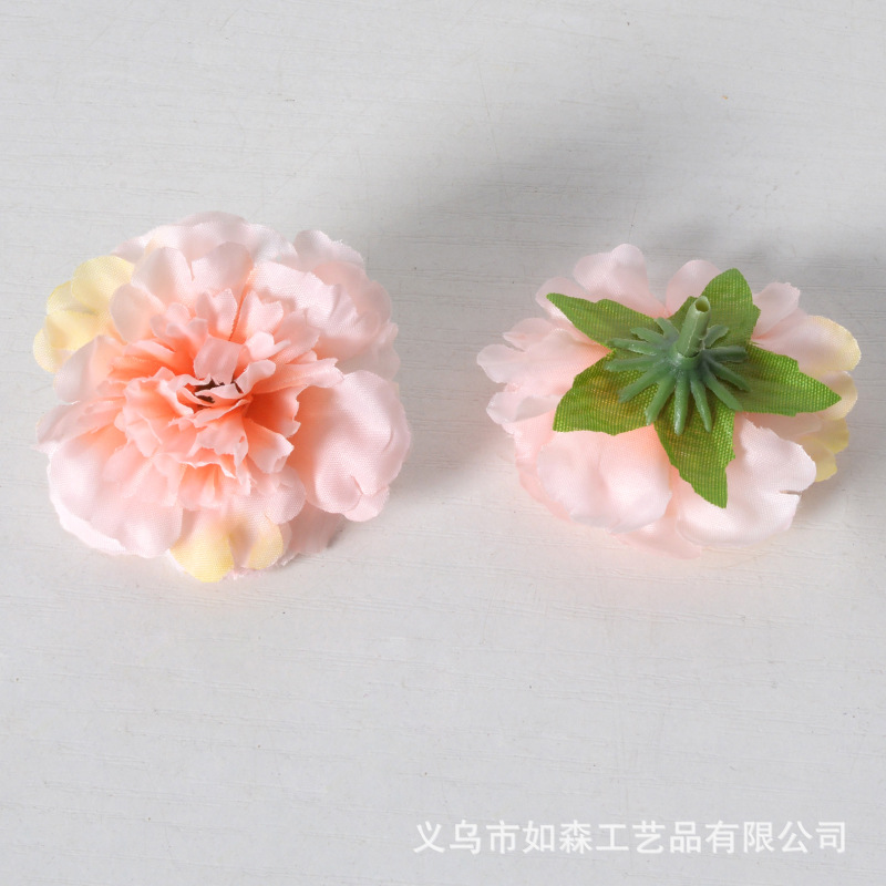 Flores de simulación de claveles de flores de cabeza de flores de boda casera acompañante regalo de mano decoración con tela de seda DIY flores artificiales