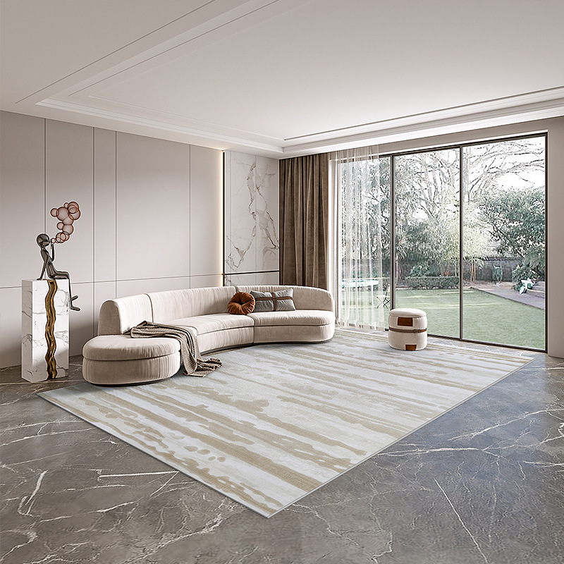 Alfombra sala de estar resistente a la suciedad fácil de cuidar sensación de alta calidad moderna simple crema gruesa hotel tejido impermeable geometría