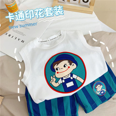 Baby summer suit summer thin boys vest shorts two-piece set girls baby sports suit trendy