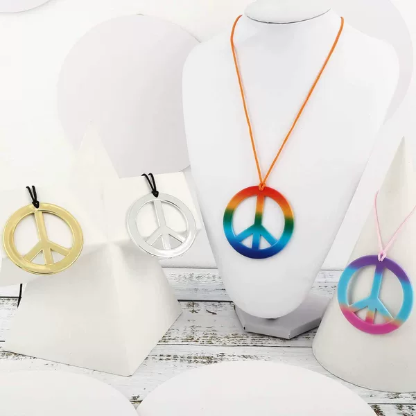 Foreign Trade Peace Symbol Necklace Acrylic Anti-Japanese War Tagging Necklace Colorful Peace Logo Pendant Halloween