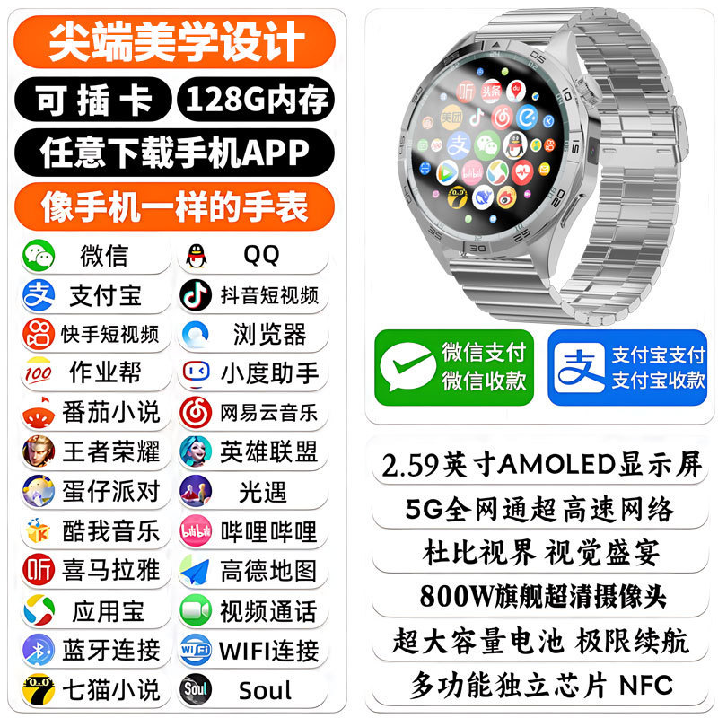 2025 スマートウォッチカード 5G フルネットワーク通信多機能は、APP をダウンロードして写真を撮ったりナビゲーションしたりできます|undefined