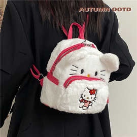 新款布丁狗书包女库洛米卡通双肩包女新款学生甜美Kt猫毛绒双背包