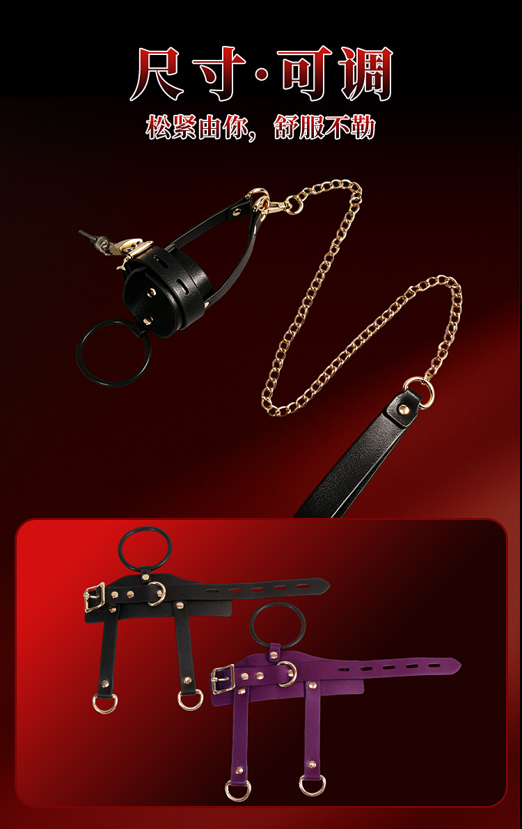 SM-锁鸟 PU Leather Bondage Restraint Kit in Black for Adult Couples — detail image 26