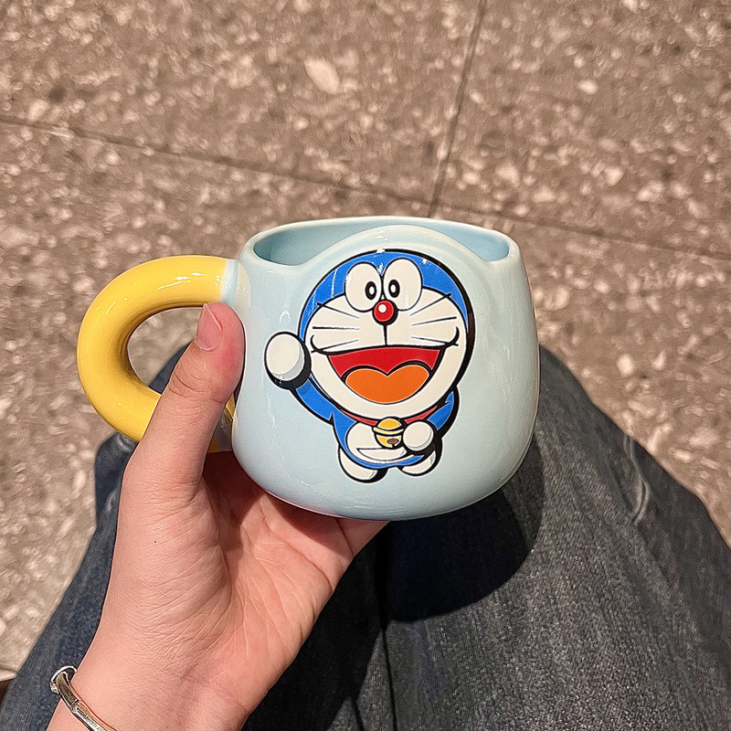 哆啦A梦正版授权马克杯高颜值可爱陶瓷杯子喝水杯咖啡早餐杯儿童|undefined