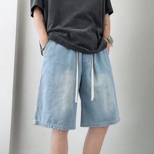 American cowboy shorts summer distressed mid-rise pants trendy brand men's pants trendy men's unisex casual five-pocket pants fashion