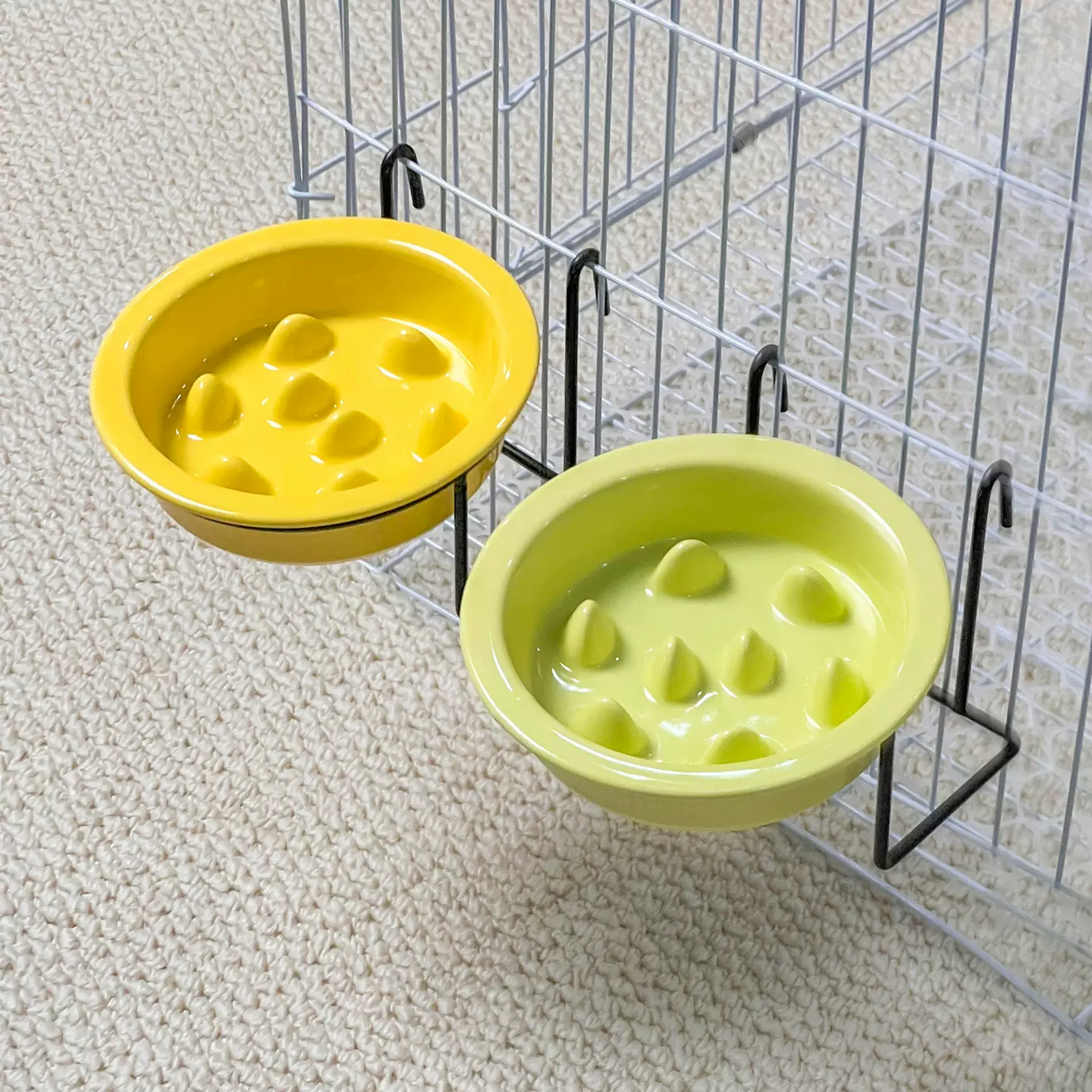 宠物陶瓷碗猫碗狗碗慢食碗粮碗狗狗猫咪饭碗食盆饭盆挂钩铁架批发