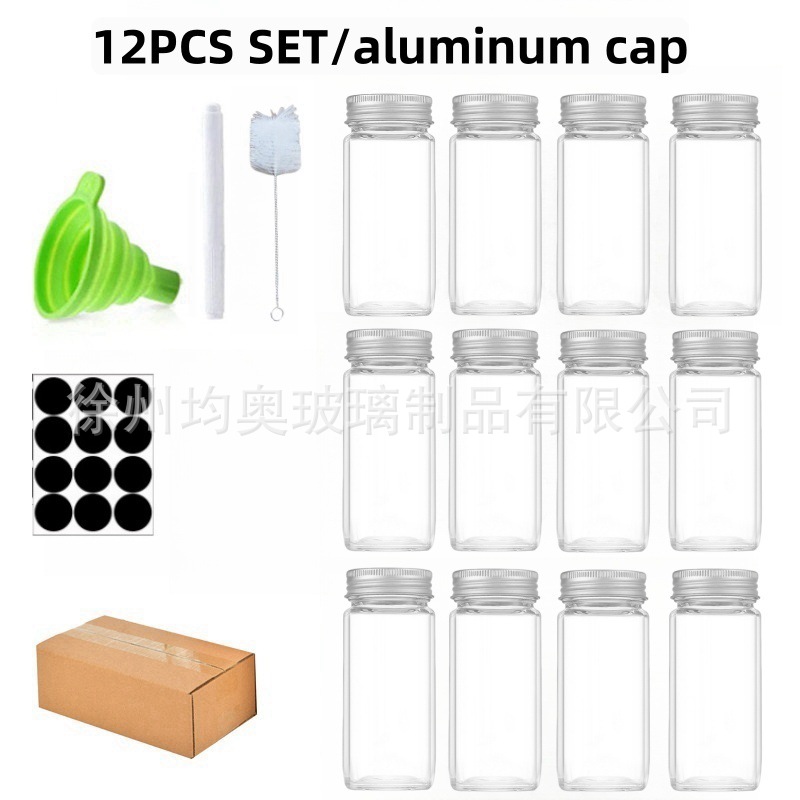 Juego de frascos de condimentos de vidrio con tapa de madera de bambú o acacia, elegante set de cocina