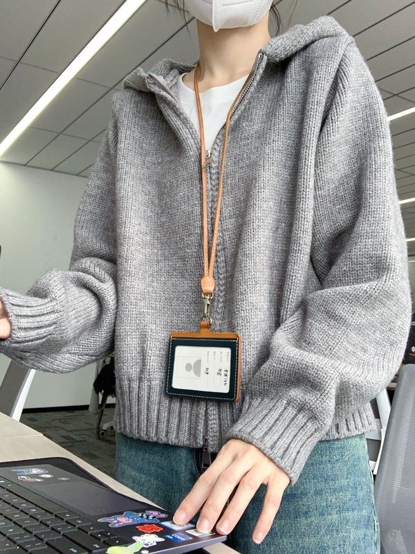 蓝色连帽针织衫春秋装外套女秋冬季宽松甜蜜拉链毛衣开衫短款上衣|undefined