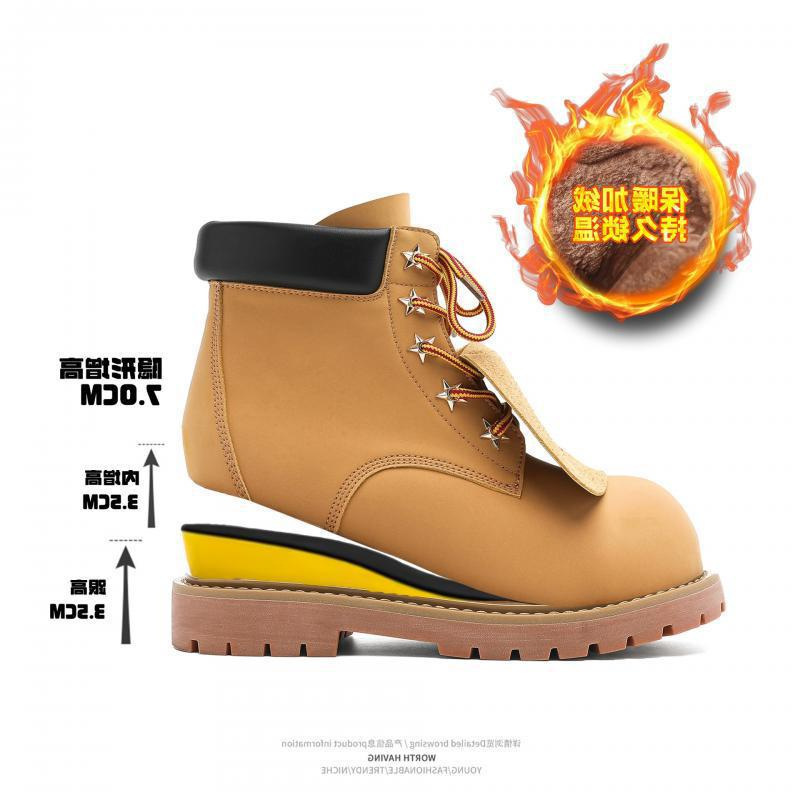 Inner Height-Increasing Mid-Top Couple Boots, Retro Style Classic Work Boots, Outdoor Hiking Yellow Boots, High-Top Martin Boots Inner Height-Increasing Mid-Top Couple Boots, Retro Style Classic Work Boots, Outdoor Hiking Yellow Boots, High-Top Martin Boots