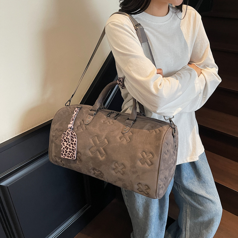 Travel Bag New Large Capacity Pu Soft Leather Embossed Fashion Satchel Luggage Bag Korean Style Sports Fitness Bag Shoulder Bag
