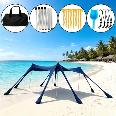 Avtomobil yan çətirləri | Exclusive Supply - 8-foot-navy-blue-with-4-aluminum-poles-300300200cm-lycra-canopy-tent