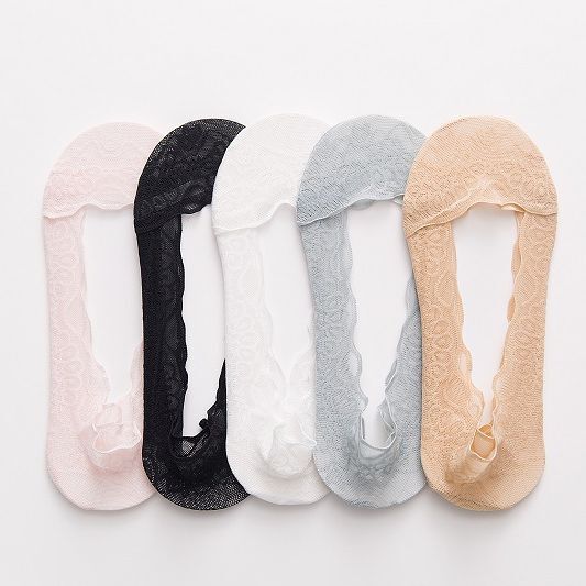 Summer Women's Boat Socks Breathable Silicone Non-slip Cotton Low Invisible Socks Classic Peacock Edge Thin Lace Women's Socks Pure