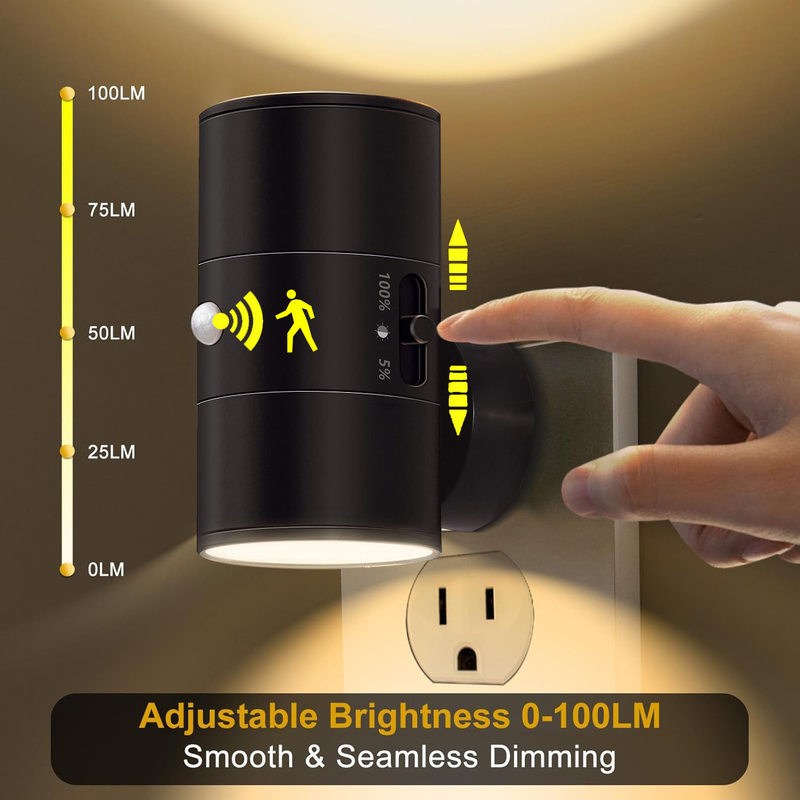 Amazon Motion Light Control 2-in-1 Sensor Night Light Plug-In Wall Lamp Led Ambient Light Dimmable Bedroom Lighting