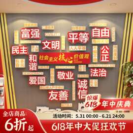 社会主义核心价值观墙贴纸标牌党员群文化活动室中心设计红色主题