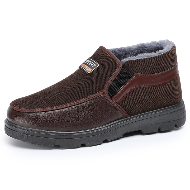 Zapatos de algodón para hombres de invierno nuevas botas para hombres con terciopelo grueso zapatos de ancianos calentamiento para hombres botas de algodón cómodas con suela gruesa