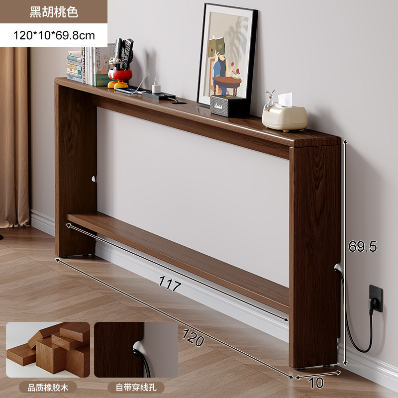 Estante de cola de cama de madera maciza El borde de la cama del dormitorio es extremadamente estrecho y el gabinete de almacenamiento de huecos está contra la pared. Mesa estrecha pequeña y estrecha