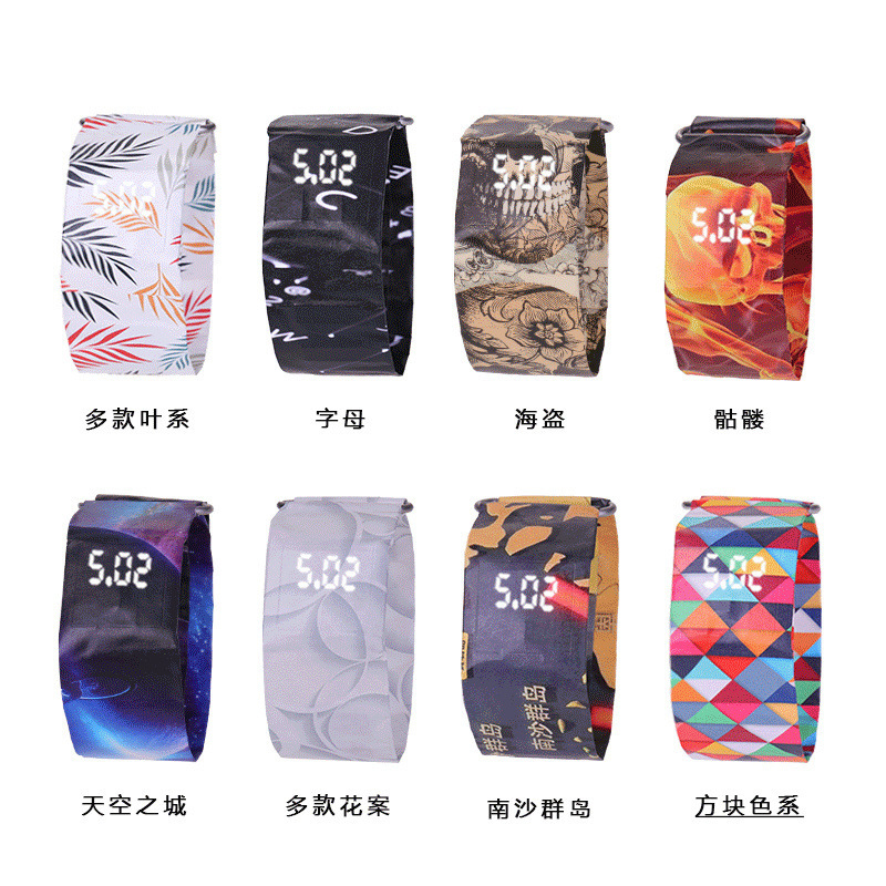 新款潮流纸手表简约创意LED防水男女学生情侣休闲纸手表