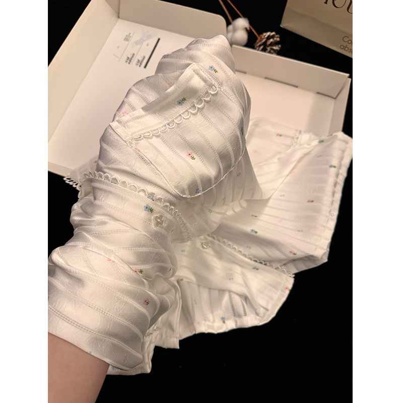绝美巨好看冰雪丝长袖睡衣女款春秋季天2026年新款家居服长裤套装