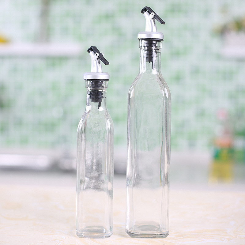 Los fabricantes venden botellas de aceite selladas a prueba de fugas, suministros de cocina, botellas de condimento, botellas de vinagre de salsa de soja de vidrio, LOGO imprimible