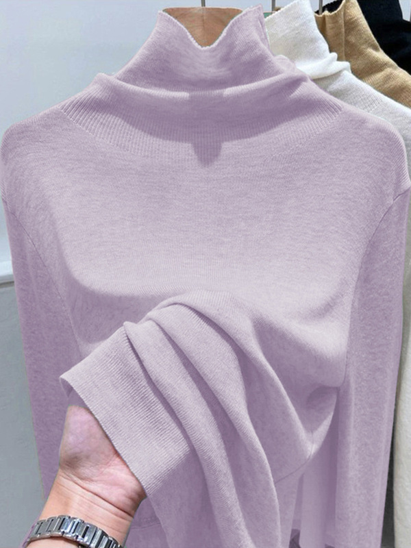 Autumn and Winter Wool Pile Turtleneck Knitwear Women's Pullover Knitwear Bottoming Shirt Fashionable Pink Purple Slim Inner Top Autumn and Winter Wool Pile Turtleneck Knitwear Women's Pullover Knitwear Bottoming Shirt Fashionable Pink Purple Slim Inner Top